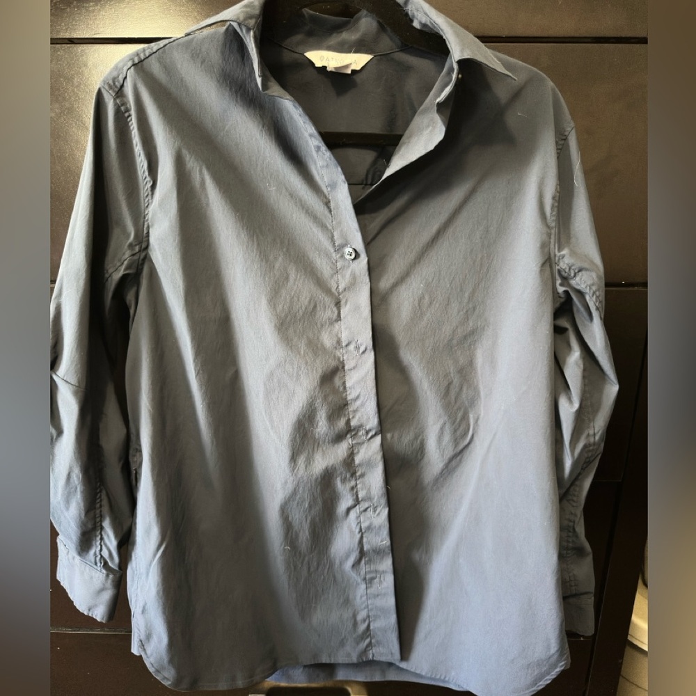 Athleta Women’s Oversized Poplin Button-Up Shirt in Navy